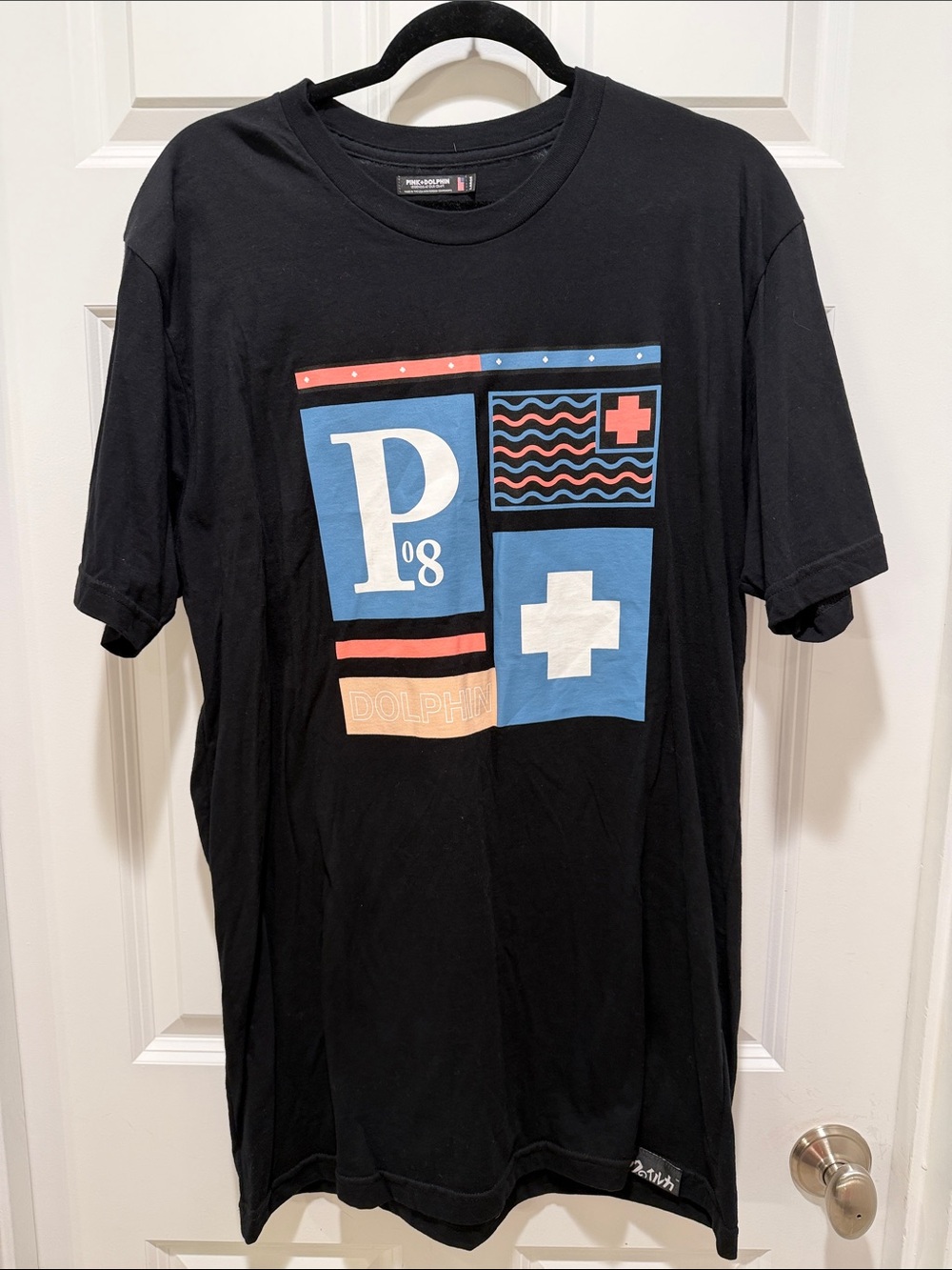 Pink dolphin Waves T-Shirt P08 streetwear short sleeve black pink blue rare